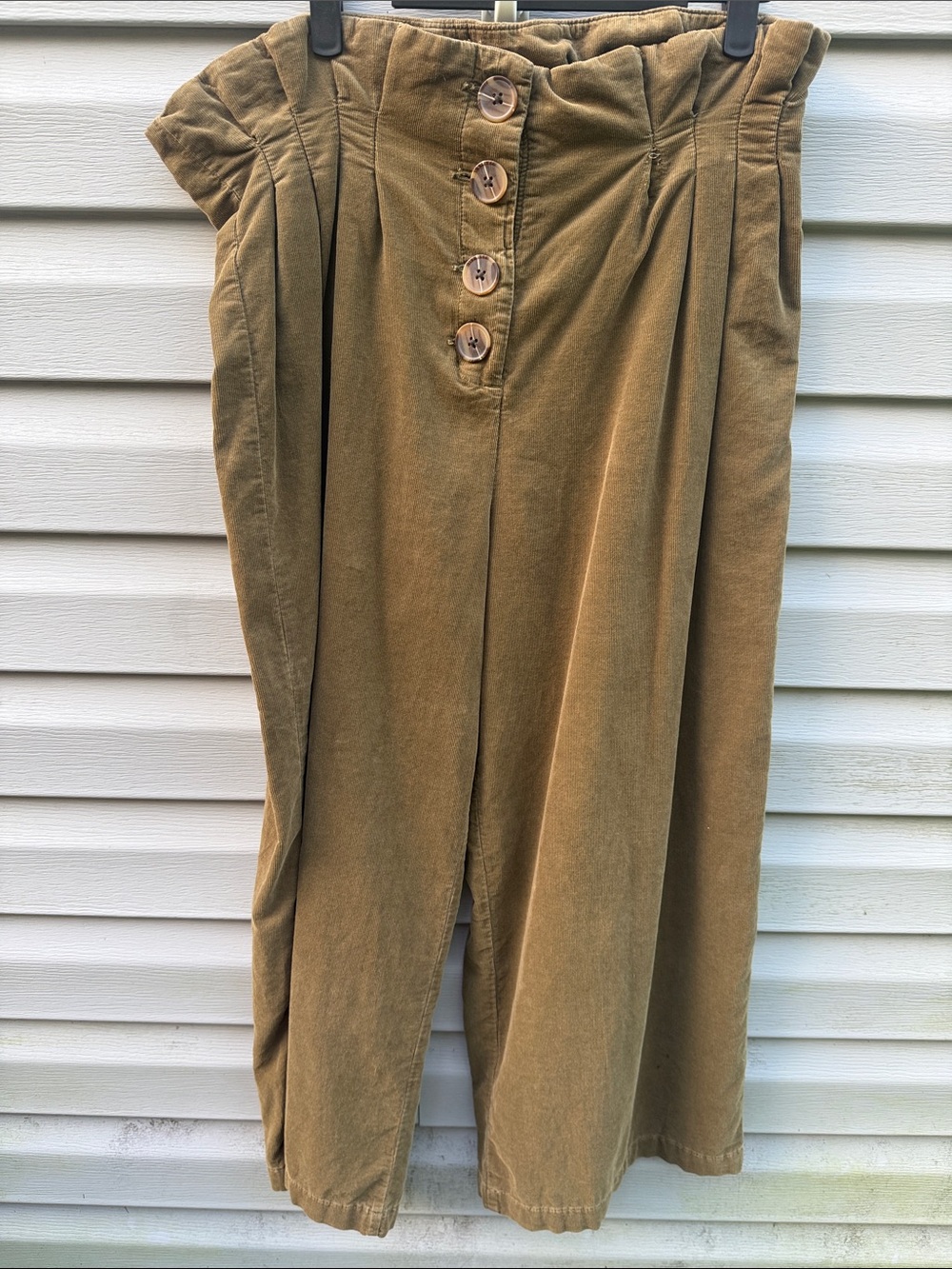 Chelsea & Violet | Corduroy Brown/ green Wide leg Cropped Pants size 29 Pleated